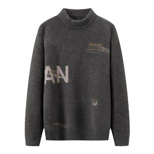 外贸2023秋冬新款半高领毛衣男韩版潮流针织毛线衫内搭打底衫撤标