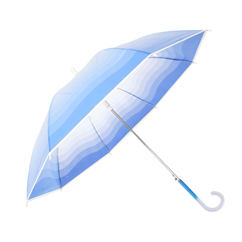 水元素透明渐变自动长柄加固雨伞