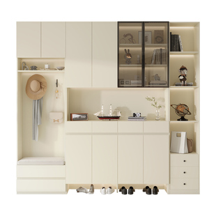 政补实木鞋柜新款2026爆款家用门口换鞋凳入户门玄关柜收纳储物柜