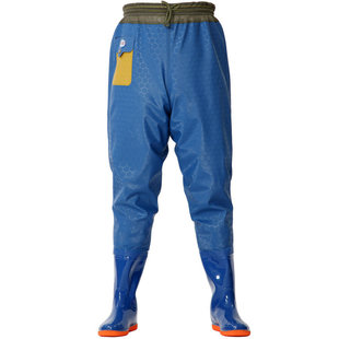 齐腰下水裤插秧裤加厚高腰连体水裤半身平底防水裤钓鱼裤叉裤雨裤