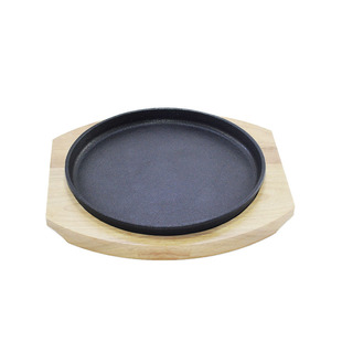 特力加厚商用铸铁铁板烧西餐厅牛扒煎盘牛排盘家用圆形不粘烤肉锅