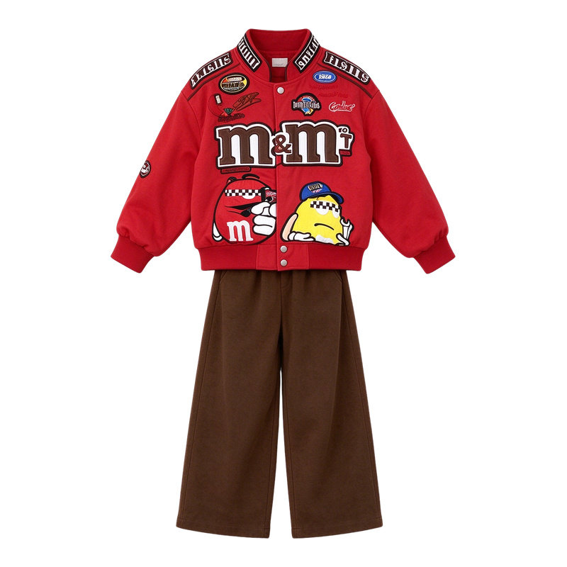 女童加厚棒球服套装秋冬款女孩棉服外套加绒裤子两件套中大童冬装
