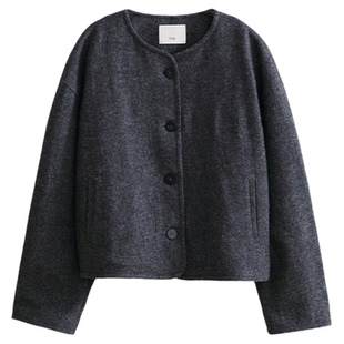 ltyp旅途原品 新店专享四折NO.247 绵羊毛混纺圆领保暖短外套女春