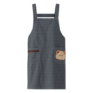 涤棉帆布做饭围裙女家用厨房老粗布透气围腰可爱洋气工作服上班男