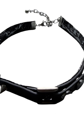 黑色铆钉重工短款choker项圈女