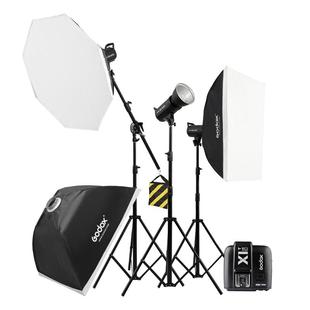 godox神牛SK400II二代闪光灯400W摄影灯 专业摄影棚证件照淘宝产品静物 室内人像拍摄家居拍照影室灯三灯套装