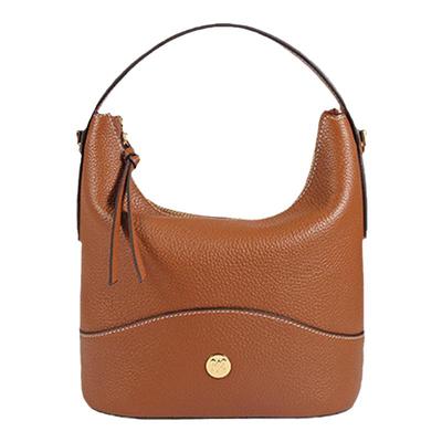 万里马头层牛皮极简腋下菜篮包