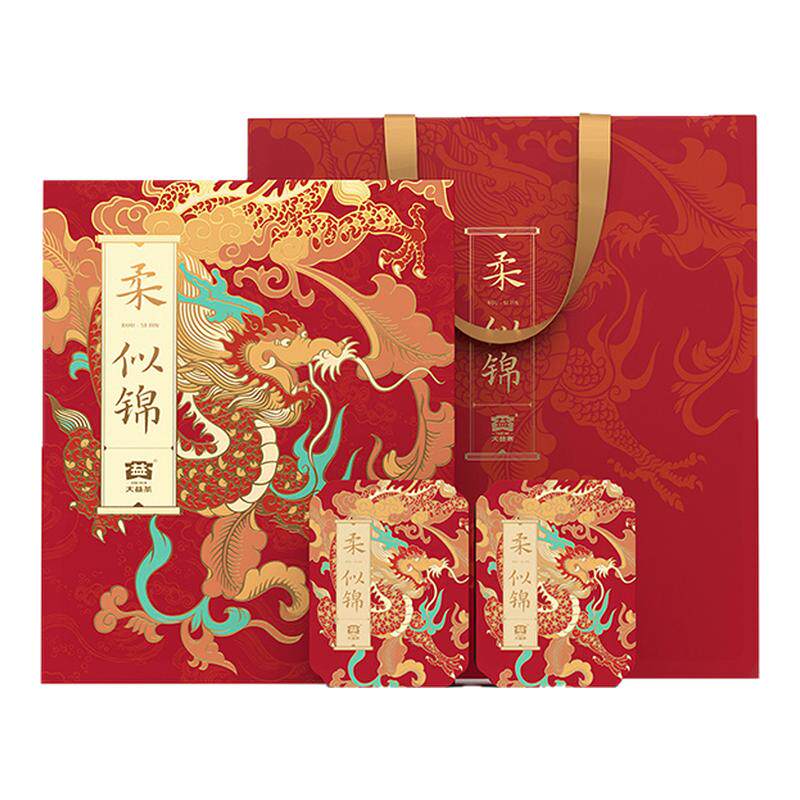 大益普洱熟茶新春版柔似锦礼盒装