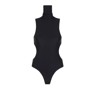 MEMORYBABY女神度假新品 复古性感个性高领无袖镂空三角连体泳衣