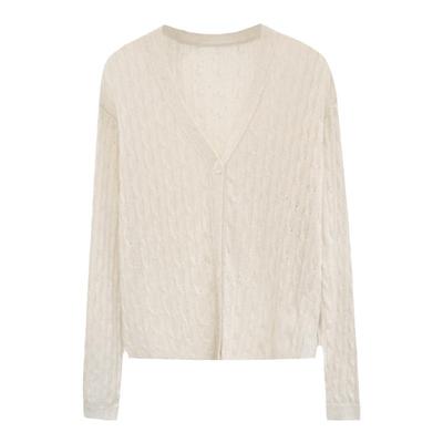 秋冬氛围感温柔亮片棉质针织开衫