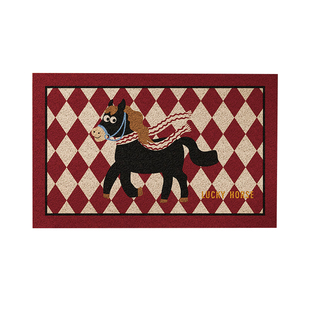 马年踏福2026新款红色丝圈入户门地垫进门口家用脚垫防滑耐脏地毯