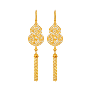 春晚刘涛同款 明牌珠宝御钻珍华古法黄金葫芦耳饰耳钉JIX0192