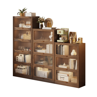 红林日记实木书柜客厅展示柜玻璃门防尘全落地矮柜靠墙家用组合柜