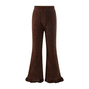 Little Naive儿童灯芯绒喇叭裤秋装新款女童丝绒拼接微喇裤 百搭