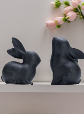跨境陶瓷创意家居欧式白色派对兔子摆件电视柜客厅装饰兔复活节