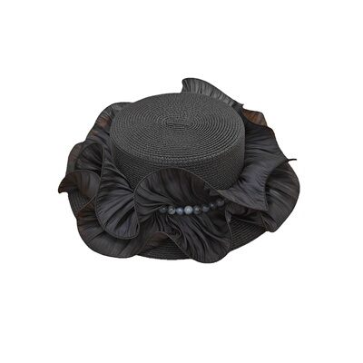 夸张大花边平顶草帽女士小众夏季