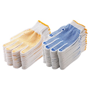 劳保棉纱加厚防滑男工地干活劳工劳动耐磨珠橡胶工具工作手套薄款