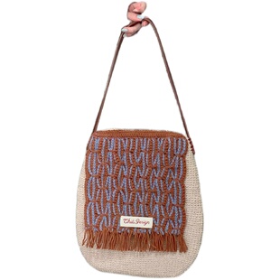 Chilichili原创设计手工钩织羊毛单肩斜挎大容量复古配色托特包