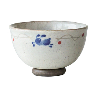 日本进口 复古手作碗杯 日式情侣餐具手绘兔子粗陶饭碗水杯礼盒