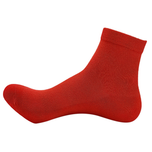 夏季网眼薄款本命年袜子结婚喜庆纯棉红色短袜男女情侣透气中筒袜
