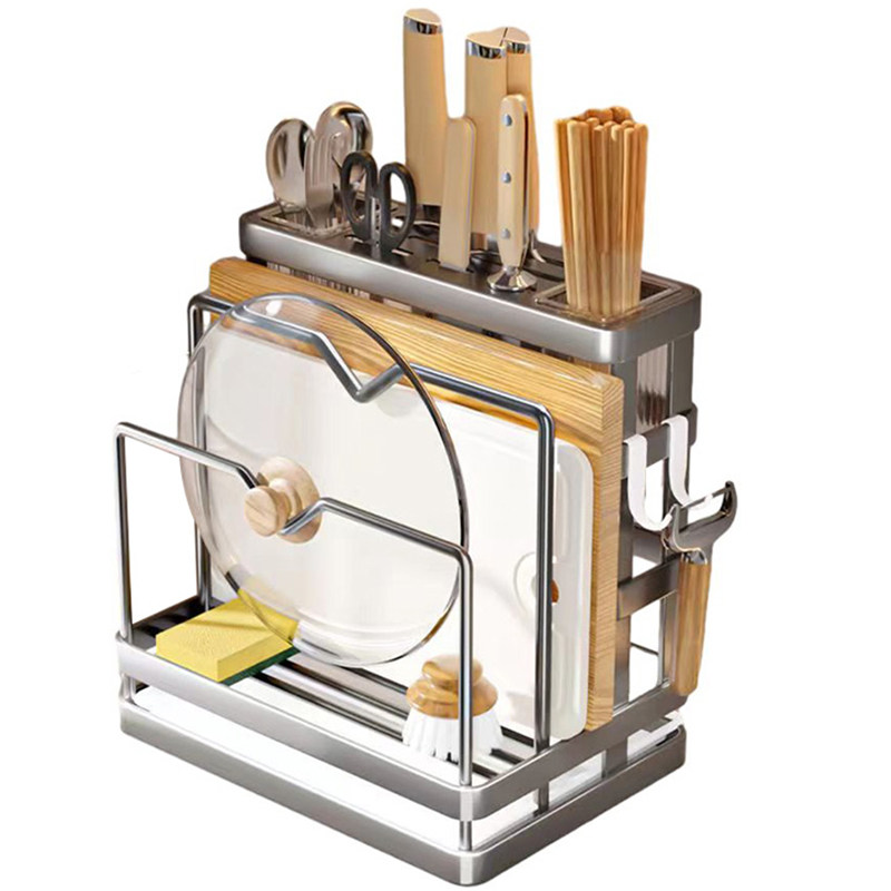 厨房刀架置物架菜板放置架菜刀砧板一体刀具收纳架台面多功能壁挂