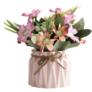 简约田园仿真花套装假花雏菊小盆栽花艺摆件花瓶餐桌隔板桌面装饰