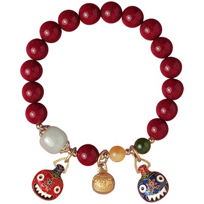 大辰珠宝高含量朱砂紫金砂手串原创设计国风古风吞金兽手链礼物女