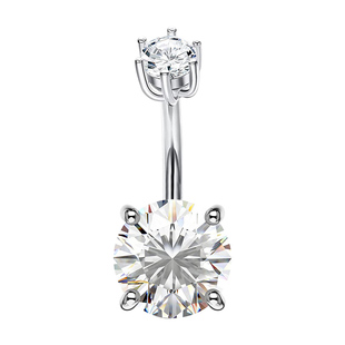 新款欧美风925纯银肚脐钉四爪镶嵌锆石粗细性感肚脐环扣保养消炎