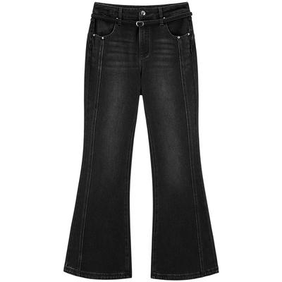 太平鸟高腰黑色喇叭裤2025年春夏新款土耳其棉牛仔裤A3HAF1265