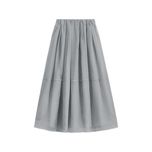 温柔风欧根纱花苞裙女夏季大码胖mm气质网纱拼接a字蓬蓬半身长裙