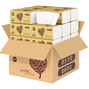 漫花60包抽纸巾家用实惠装卫生纸巾整箱擦手面巾纸抽原生木浆厕纸