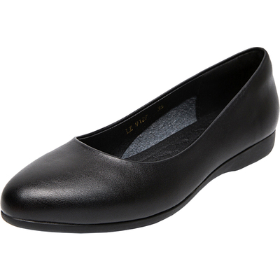 尖头平底工作鞋久站不累软底皮鞋