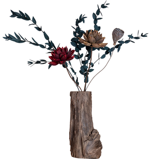 禅意中式实木干花花瓶复古民宿装饰花束茶道桌面摆件天然枯木花器