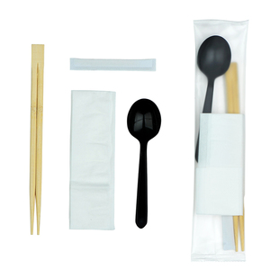 磨砂透明一次性筷子外卖筷子餐具四合一筷子筷勺子牙签纸巾1000套