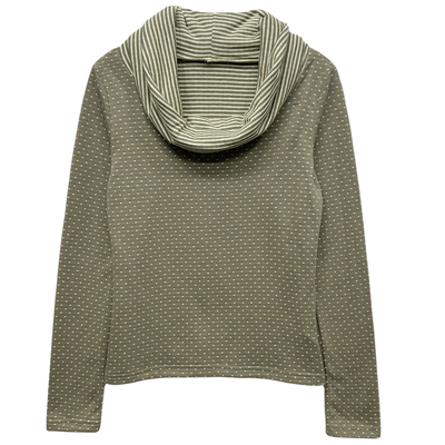 日杂风森女千禧风可爱复古学院亚亚波点针织打底衫堆堆领长袖T恤