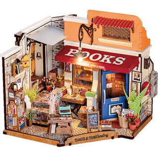 rolife若来DIY手工小屋转角书店艺术屋微缩小房子拼装模型积木女