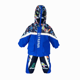 湖州织里2025奥特曼男童两件套加绒套装冬装新款儿童加厚棉服反光