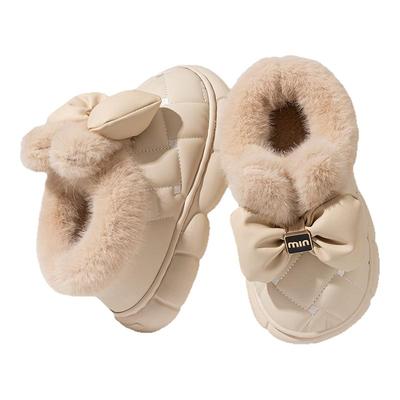 蝴蝶结防水儿童棉拖鞋女童冬季