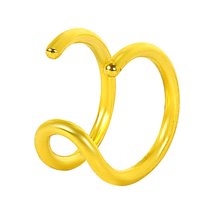 百利金珠宝黄金耳环耳夹无耳洞耳饰两层细耳圈耳骨999足金纯金女