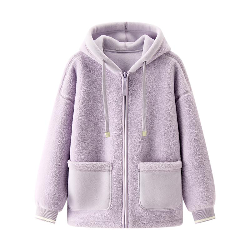 森马外套女仿羊羔毛摇粒绒双面穿宽松上衣2025冬新款卫衣夹克女装