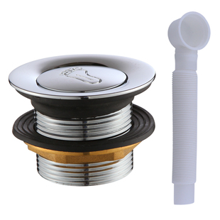 全铜浴盆浴缸下水器弹跳芯脚踩式淋浴房排水器木桶阀门排水管配件