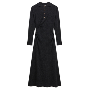 【季末折扣】Woolmark认证OCHIRLY欧时力 100%羊毛毛织连衣裙25冬