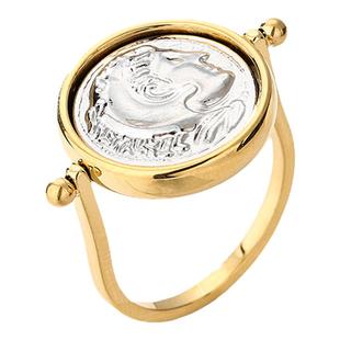 古希腊神话亚历山大大力神戒指钛钢仿钱币旋转神王宙斯复古指环