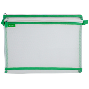 香港易事美拉链袋EASYMATE网纱A4文件袋透明双兜收纳袋卷子拉链兜