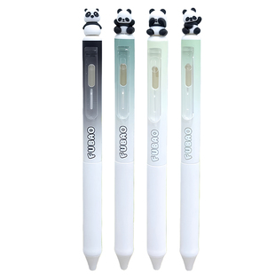 一木林可爱熊猫造型转转笔侧滑按动中性笔ins高颜值学生刷题笔色按动黑笔顺滑水笔签字笔圆珠笔芯