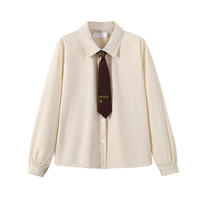 加绒加厚磨毛白色衬衫女叠穿上衣
