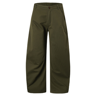 BOKLAB全棉弯刀裤卡其色美式简约工装休闲裤宽松纯色阔腿长裤男女