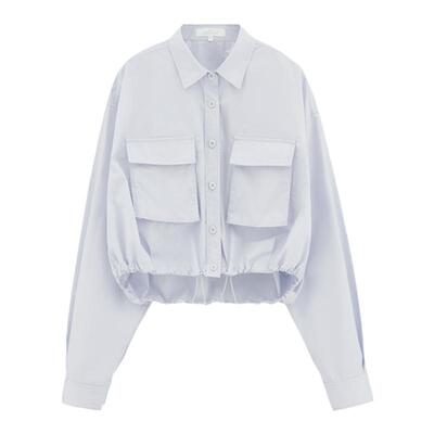 MOUSSY下摆抽绳短款长袖衬衫