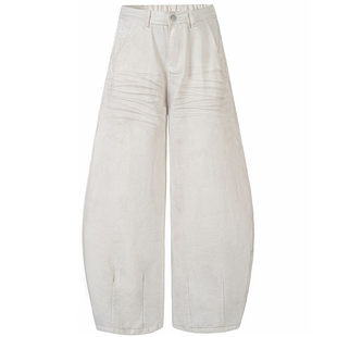 RULE BY ME 做旧脏脏猫须抓痕弯刀牛仔裤男女宽松美式baggy阔腿裤