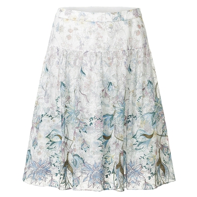 VGRASS蕾丝定位印花A字半身裙